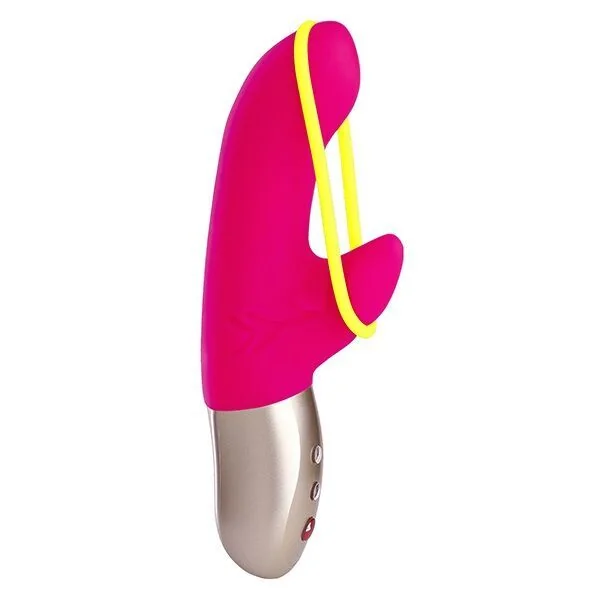Fun factory amorino mini vibrator pink & neon yellow stimulation sex toy curve