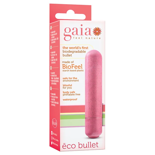 Gaia Eco Bullet: Plant-Based 4" Smooth Waterproof Bullet Vibrator in Pink - Made from Sustainable BioFeel