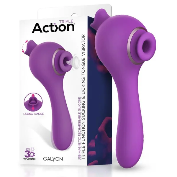 Galyon Triple Function Sucking and Licking Tonge Vibe 3 Motors Magnetic USB