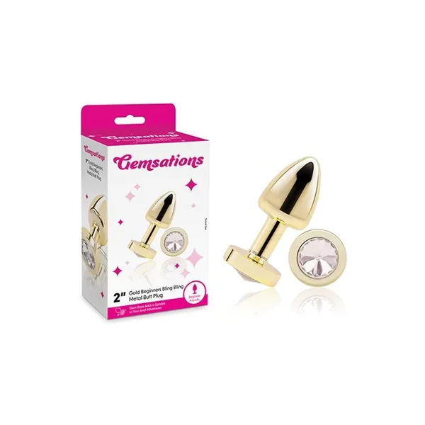 Gemsations 2″ Beginners Bling Bling Metal Butt Plug Gold