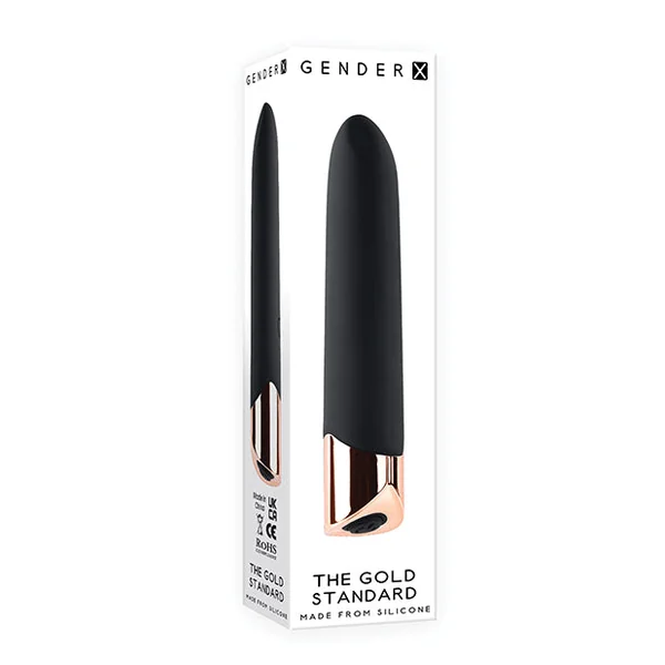 Gender X The Gold Standard Rechargeable Silicone Bullet - Black/rose Gold