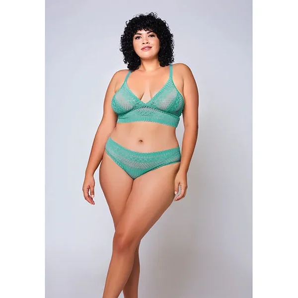 Geometric Lace Bralette & Hipster Teal 3X