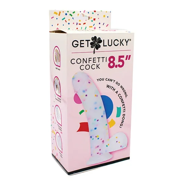 Get Lucky 8.5″ Real Skin Confetti Cock – Multi Color
