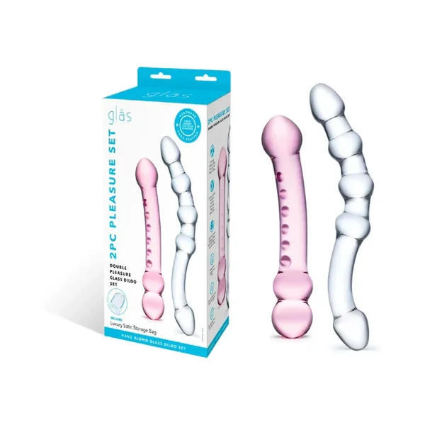 Glas 2 pc Double Pleasure Glass Dildo Set