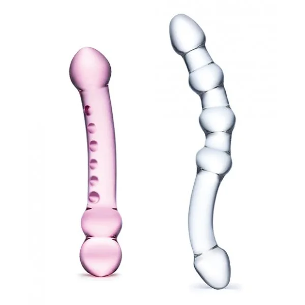 Glas 2 Piece Glass Double Dildo Set