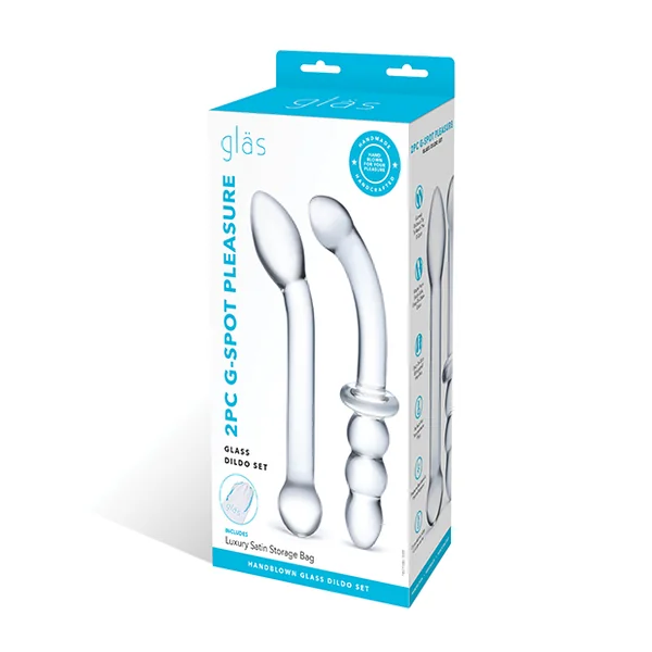 GLAS 2PC G-SPOT PLEASURE GLASS DILDO SET