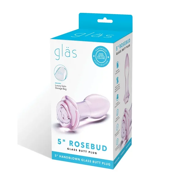 Glas 5″ Rosebud Glass Butt Plug – Pink