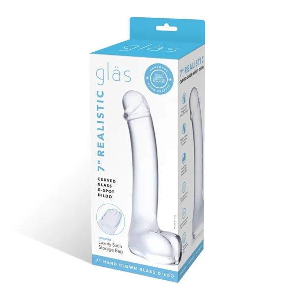 GLAS 7 REALISTIC CURVED GLASS G SPOT DILDO “