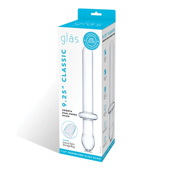 Glas 9.25" Classic Smooth Dual Ended Dildo - Clear