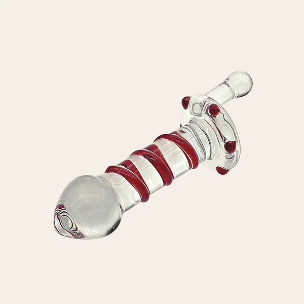 Glass Dildo with Rotary Handle