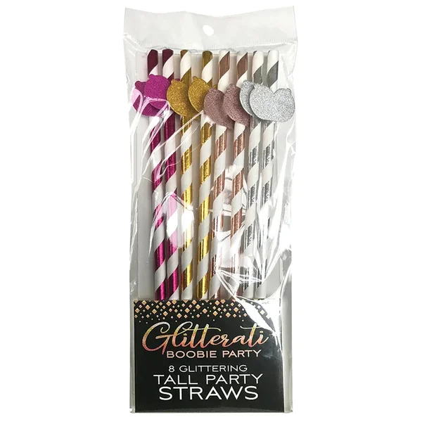 Glitterati Boobie Tall Party Straws
