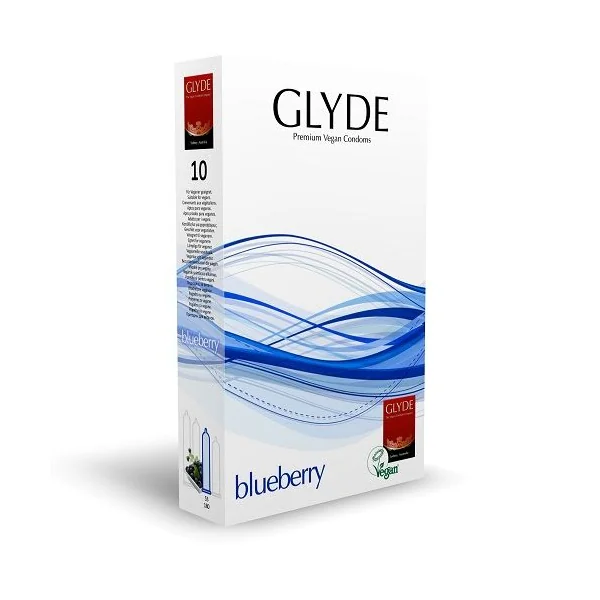 Glyde Ultra Blueberry Flavour Vegan Condoms 10 Pack