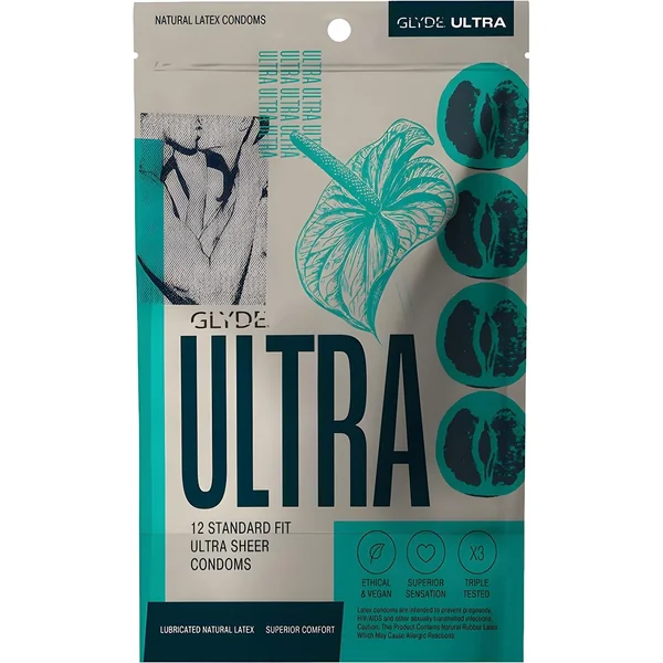 Glyde Ultra Thin Organic Lubricated Latex Condoms 12 Pack