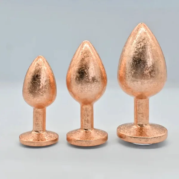 Golden Ice Flower Anal Plug Metal Butt Trainer With Jeweled Base