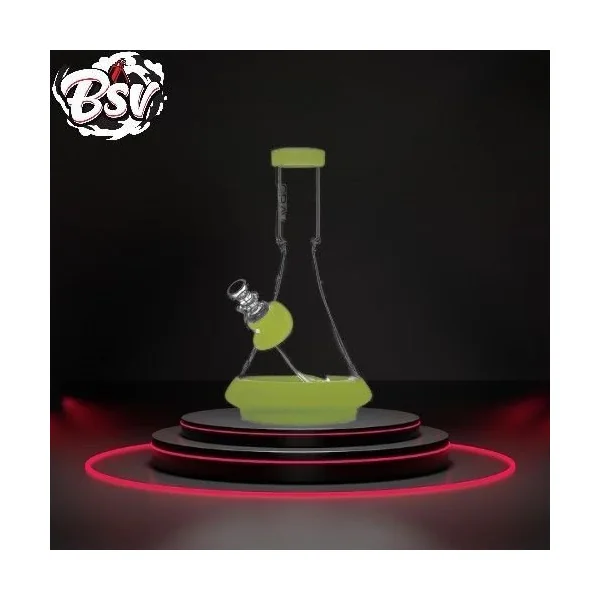 Grav Deco Beaker Water Pipe W/Silicone Accents Avocado Green