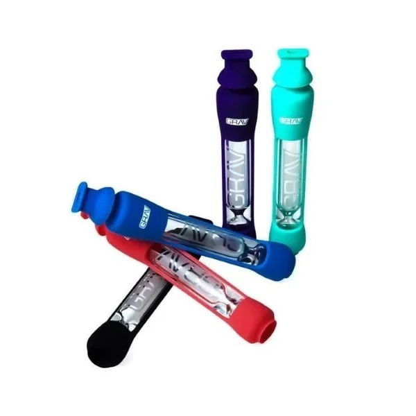 Grav Glass Chillum Taster w/Silicone Skin Blue