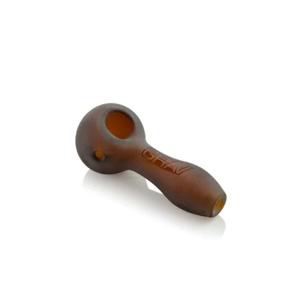 Grave Sand Blasted Spoon Hand Pipe Amber