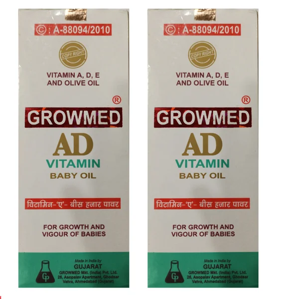 GROWMED AD VITAMIN BABY OIL (340ml Each) (Pack Of 2)