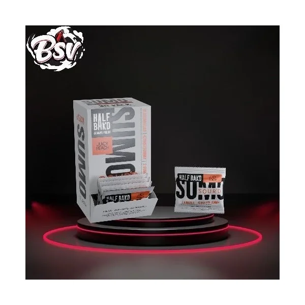 Half Bak’d D9 SUMO Sour’d Juicy Peach Gummies 2ct 30 Per Pack