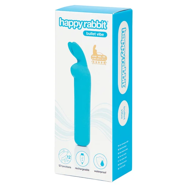 Happy Rabbit Rechargeable Rabbit Ears Bullet Vibrator - Blue