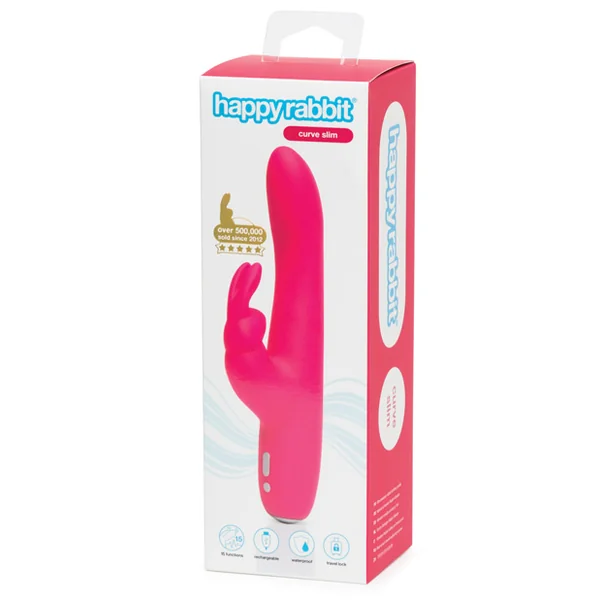 HAPPY RABBIT SLIMLINE CURVE RECHARGEABLE VIBRATOR PINK