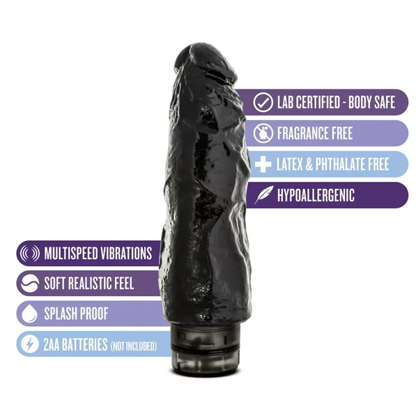 Hard Steel Power 7 Black Realistic Vibrator Multi Speed