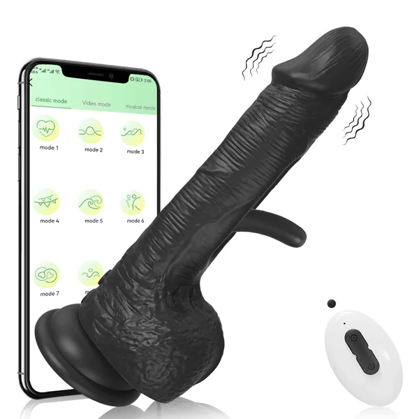 Hazel-APP Control Patting Dildo Realistic Penis Vibrator With 9 Vibrating And Tapping