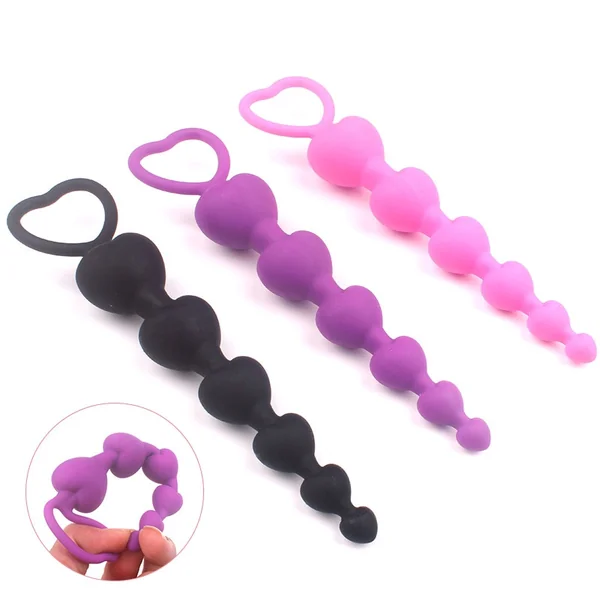Heart beads Soft Anal Plug anus Toys Big Balls Silicone G-Spot Stimulating Butt Plugs Adult Sex Couple Sexy