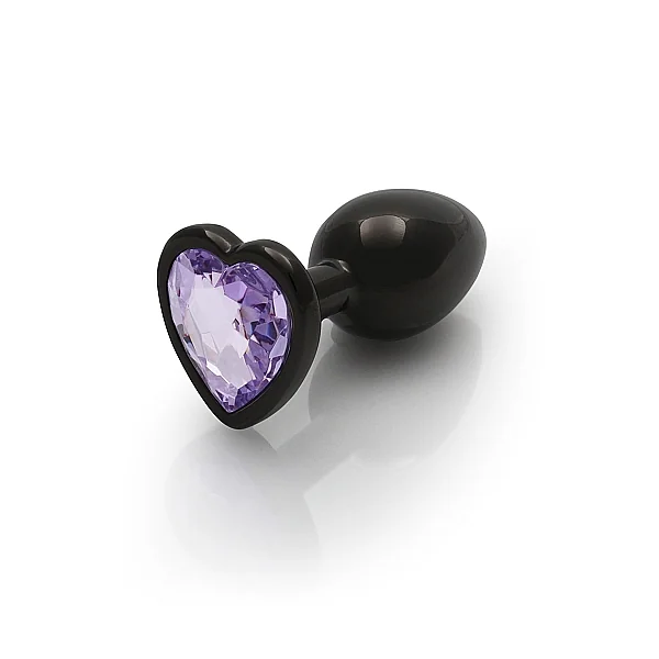 HEART GEM BUTT PLUG SMALL GUNMETAL AMETHYST