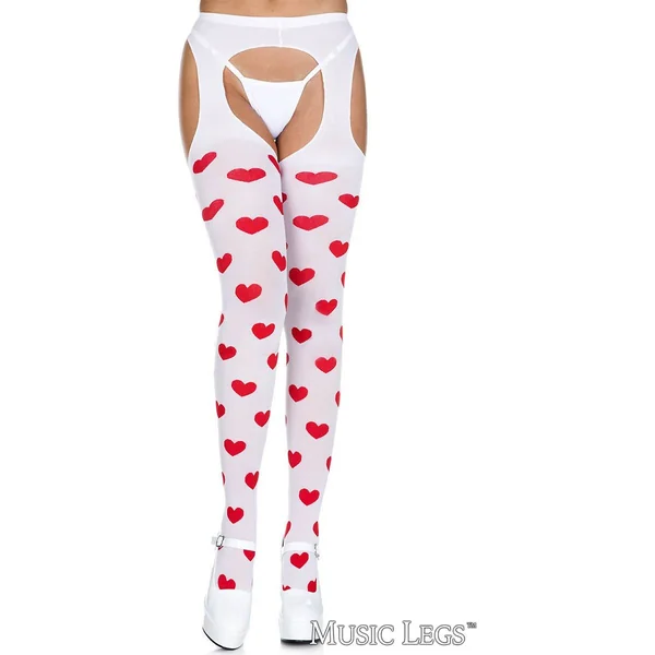 Heart Suspender Pantyhose by Music Legs