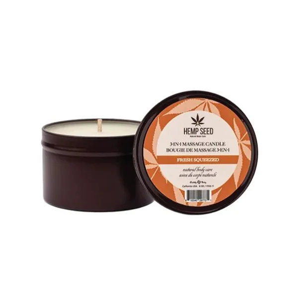 HEMP SEED 3-IN-1 MASSAGE CANDLE FRESH SQUEEZED 6 OZ