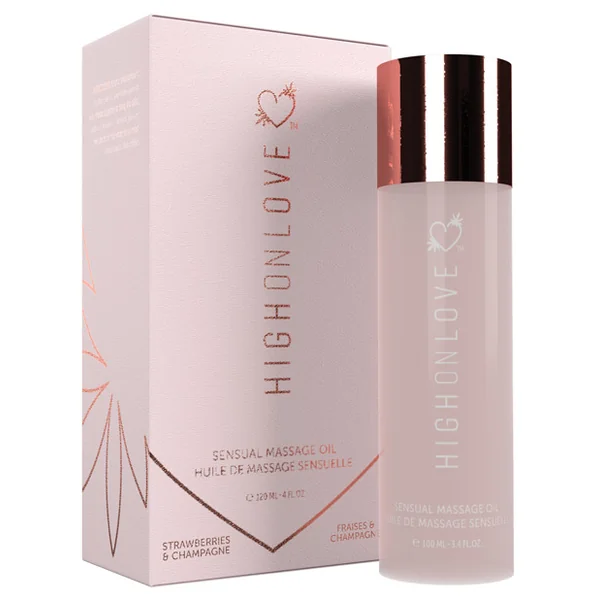 HIGH ON LOVE MASSAGE OIL STRAWBERRIES & CHAMPAGNE (NET)