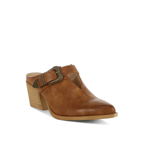 Holler Carved Buckle Statement Mules