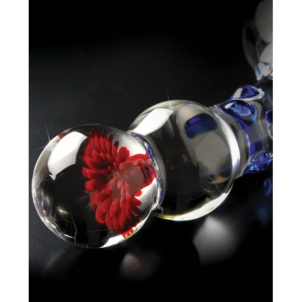 Icicles No. 18 Hand Blown Glass Massager – Clear w/Blue Knobs