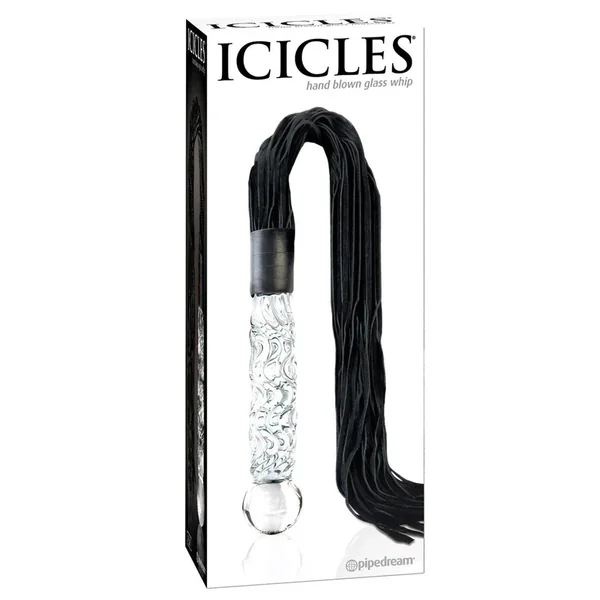 Icicles No. 38 Hand Blown Glass Handled Whip – Clear