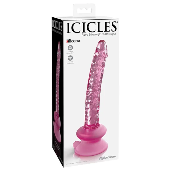 Icicles No. 86 Hand Blown Glass Massager - Pink