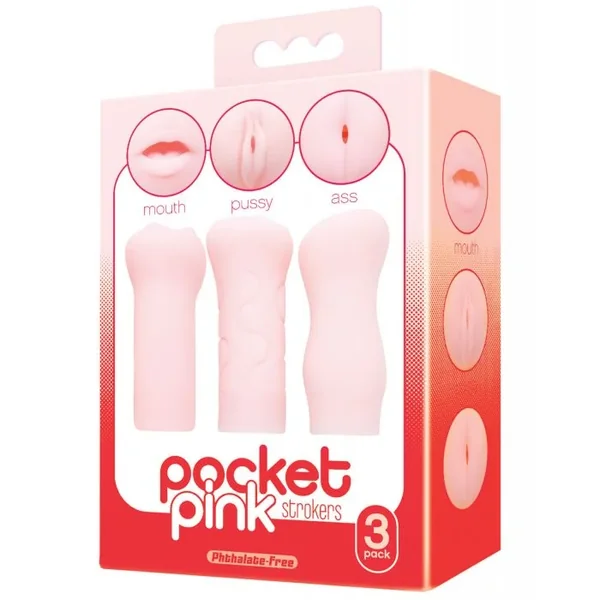 Icon Brands Pocket Pink Strokers – 3- Pack