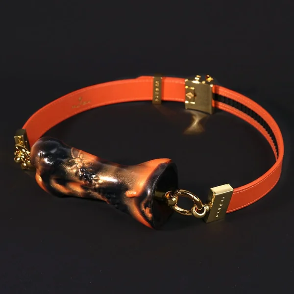 Ink-Orange Bone Mouth Gag Bondage Set - Fantasy Oral Kinky Sex Toys for Women Men