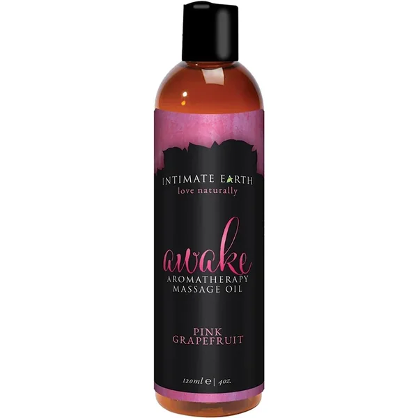 Intimate Earth Awake Aromatherapy Massage Oil Pink Grapefruit 4oz