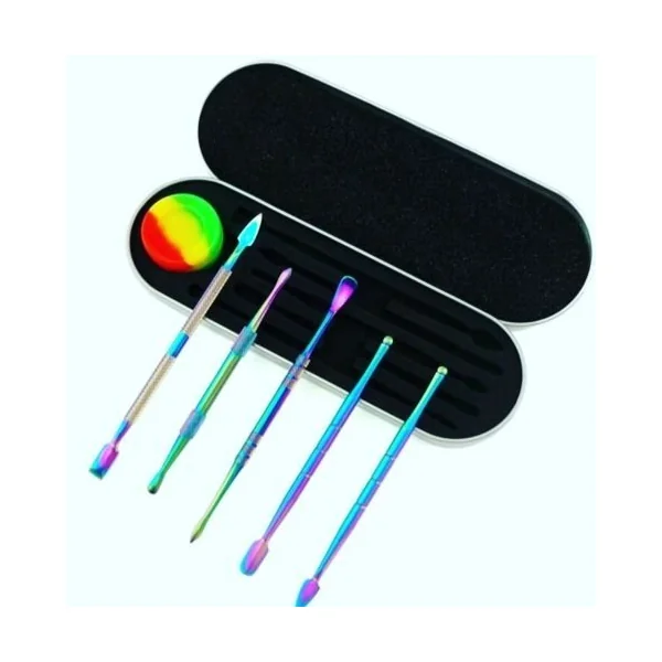 Iridescent Dabber Set 5pk Metal With Silicone Container