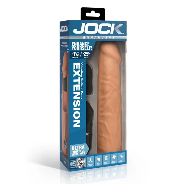JOCK ENHANCERS 1.5IN REALISTIC PENIS EXTENSION VIBRATING MEDIUM