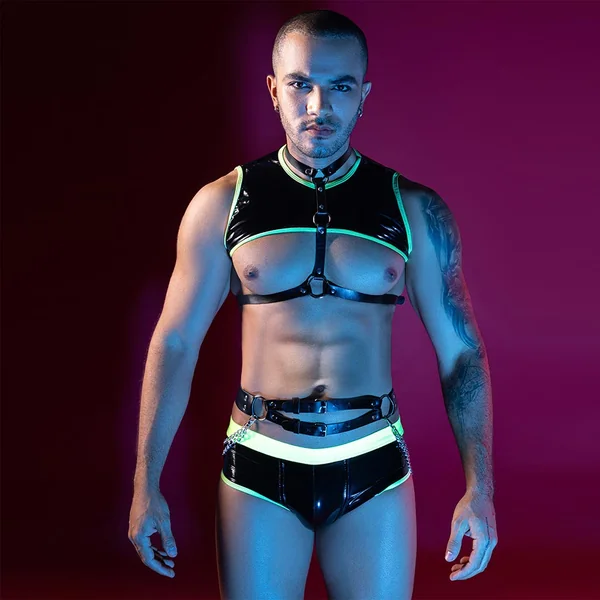 JSY – 4PC Set Wetlook/Leather Harness