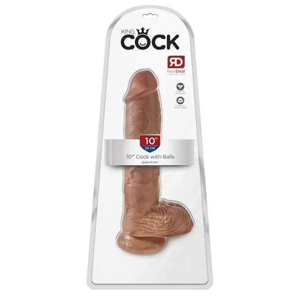 King Cock 10" Cock With Balls - Tan