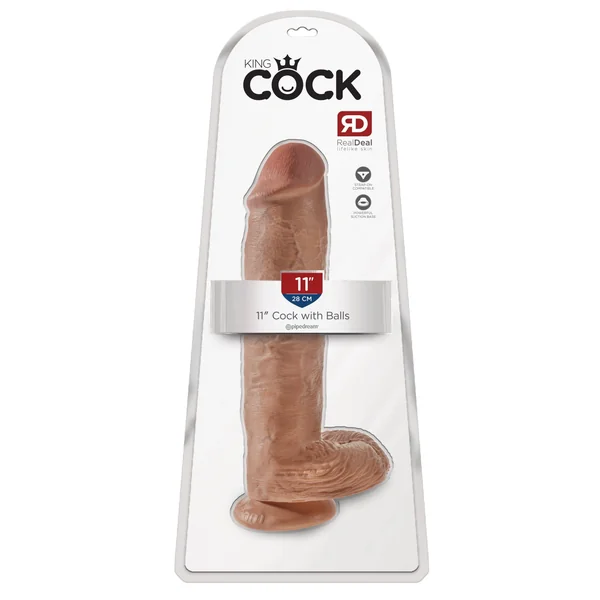 King Cock 11" Cock With Balls - Tan