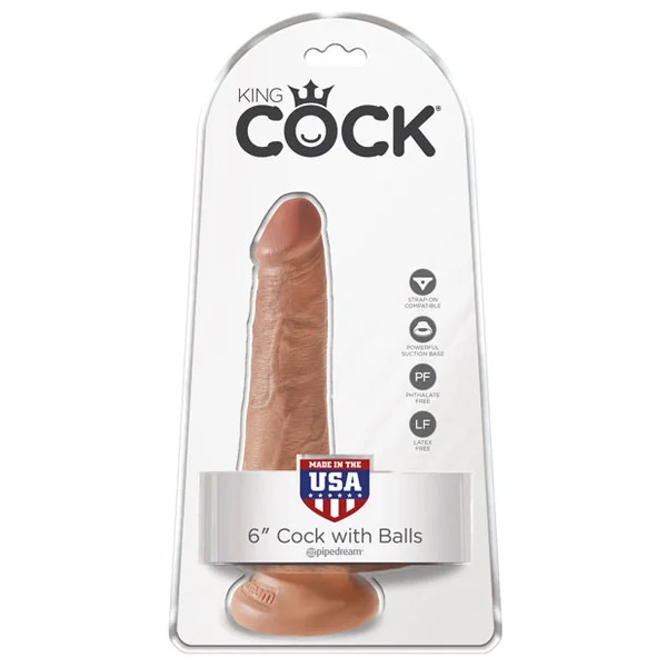 King Cock 6" Cock W-balls - Tan