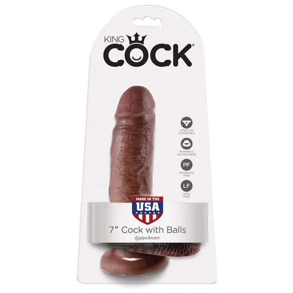 King Cock 7" Cock W-balls - Brown