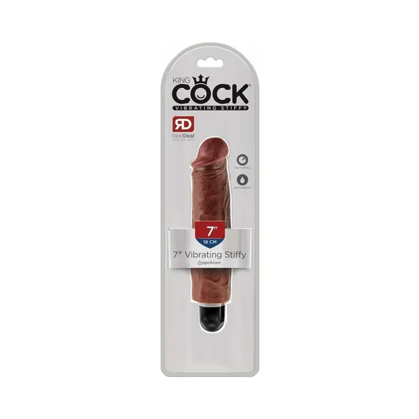 King Cock 7 in. Vibrating Stiffy Realistic Dildo Brown