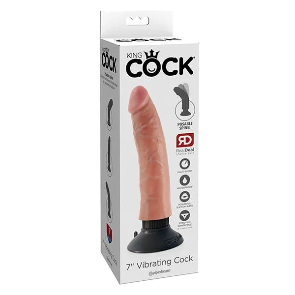King Cock 7″ Vibrating Cock – Flesh