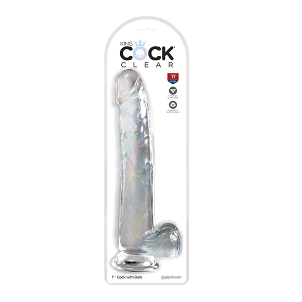 KING COCK CLEAR 11IN W/ BALLS