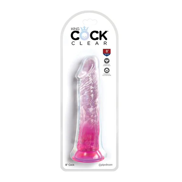 KING COCK CLEAR 8IN PINK